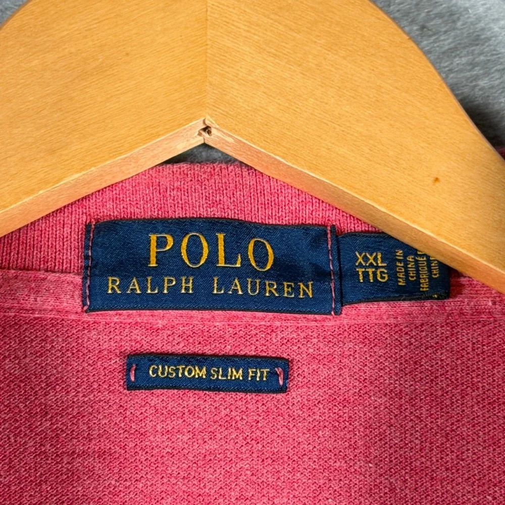 Polo Ralph Lauren Mens XXL Custom Slim Fit Short Sleeve Polo Shirt‎ Pink Preppy